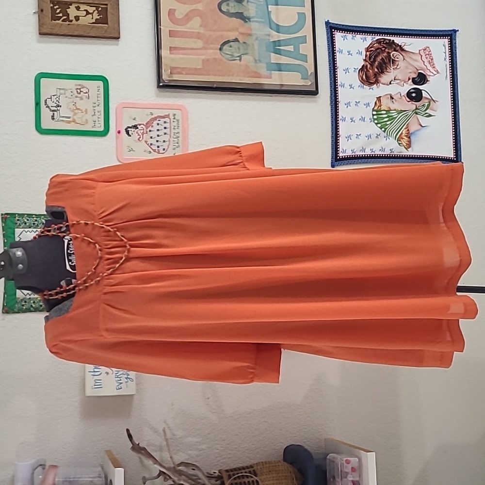 Orange shift dress